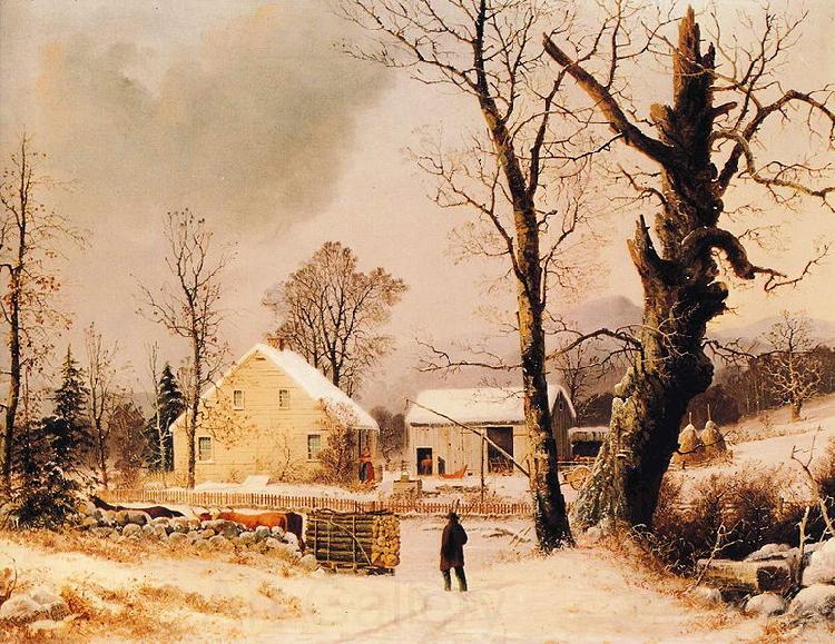 George Henry Durrie Winter Scene in New England Norge oil painting art
